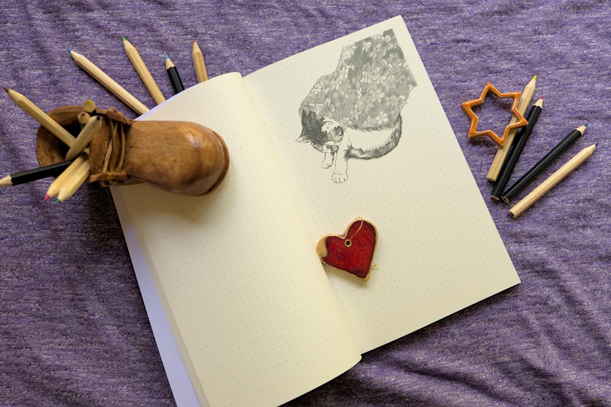 Puss in Books: Notebook with Beautiful Cat Illustrations Inside (A5)