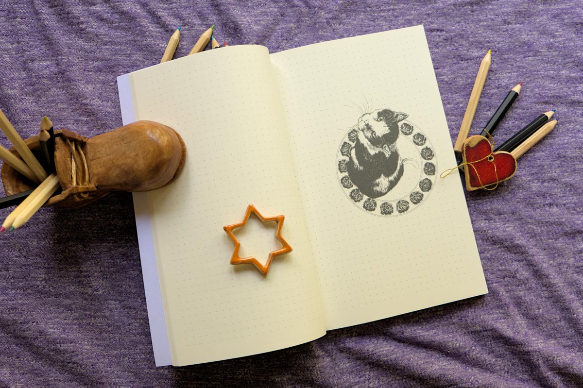 Puss in Books: Notebook with Beautiful Cat Illustrations Inside (A5)
